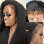 Elle Vane Edge Hairline Kinky Straight 13x4 HD Invisible Lace Front Wigs With Kinky Edges Baby Hair
