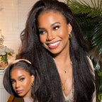 Elle Vane Edge Hairline Kinky Straight 13x4 HD Invisible Lace Front Wigs With Kinky Edges Baby Hair