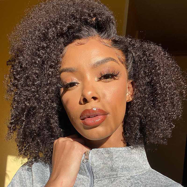 Glueless  Afro Kinky Curly 13x4 Lace Front Bob Wig 5x5 Lace Bob Human Hair Wig