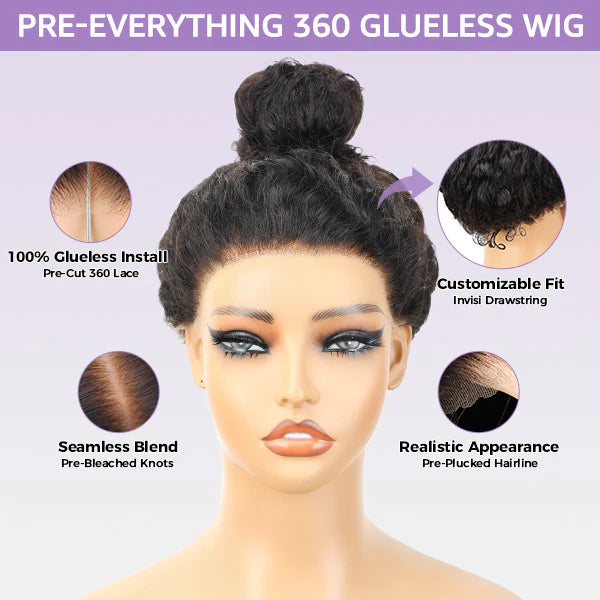 Elle Vane Kinky Straight Invisi-Drawstring Flexible Fit 360 Lace Front Wig
