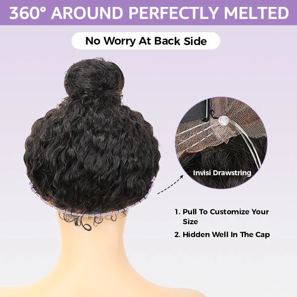 Elle Vane Kinky Straight Invisi-Drawstring Flexible Fit 360 Lace Front Wig