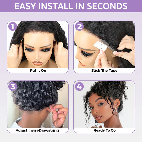 Elle Vane Kinky Straight Invisi-Drawstring Flexible Fit 360 Lace Front Wig