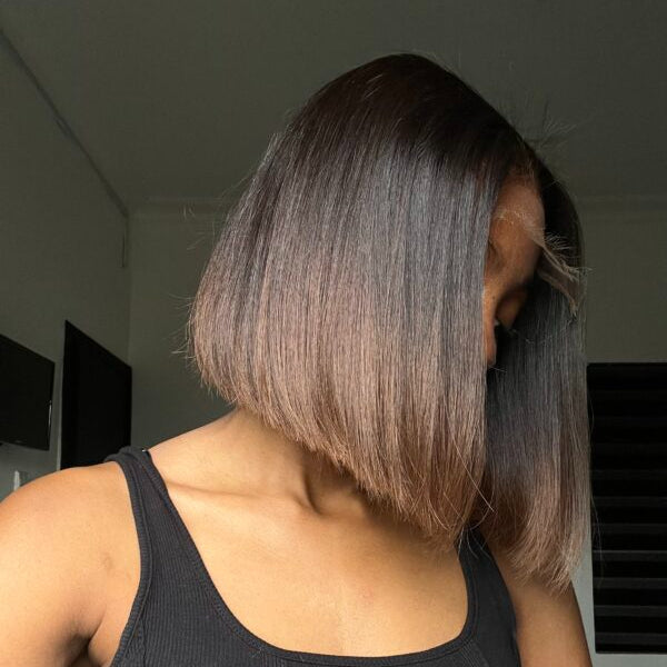 Elle Vane Glueless Ombre Brown Highlight Straight Bob Wig