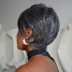 Elle Vane Glueless Salt and Pepper Pixie Cuts Human Hair Wig
