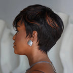Elle Vane Glueless Brown Highlight Side Part Layered Pixie Cut Wig