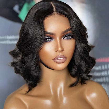 Middle Part Layered Loose Body Wave Short 5x5 Lace Closure Wig