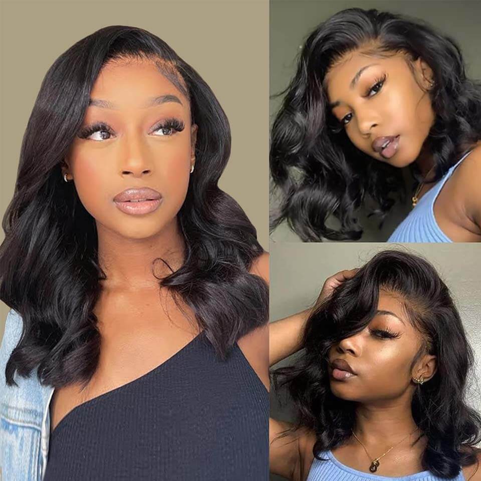 Body Wave Bob Wig 13x4 Lace Front Wigs Human Hair Pre Plucked With Baby Hair