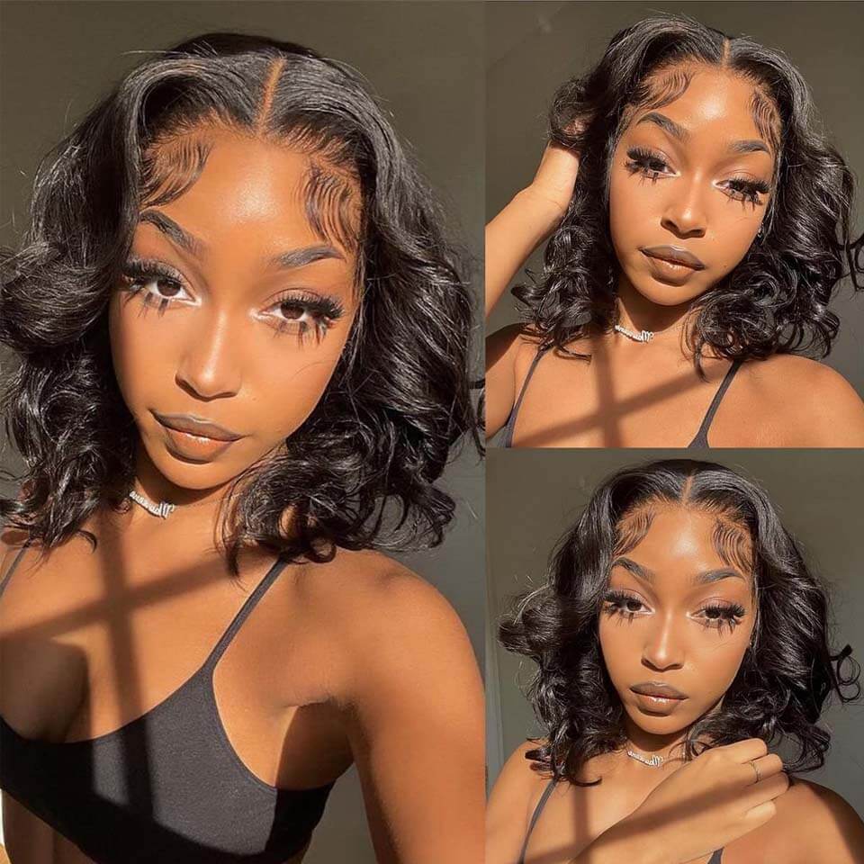 Body Wave Bob Wig 13x4 Lace Front Wigs Human Hair Pre Plucked With Baby Hair