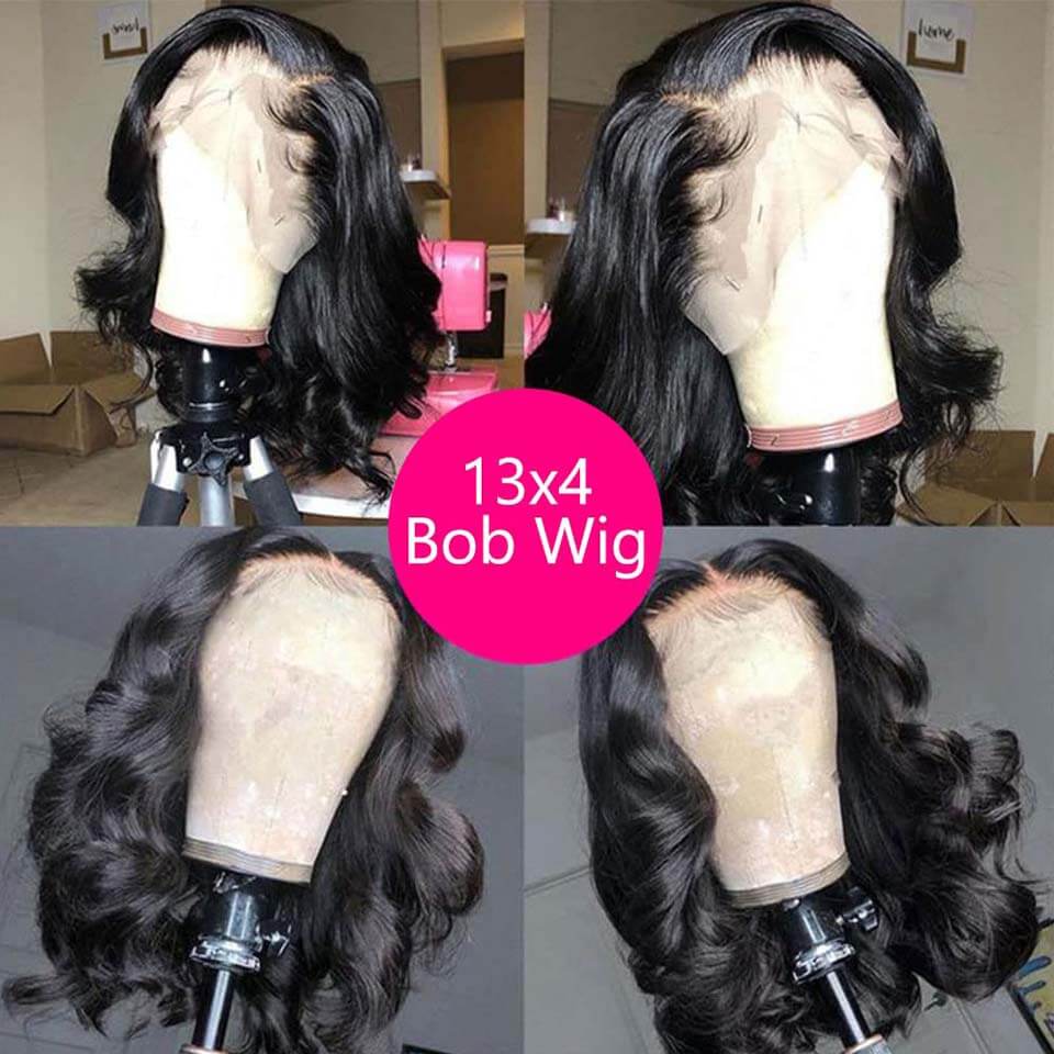 Body Wave Bob Wig 13x4 Lace Front Wigs Human Hair Pre Plucked With Baby Hair