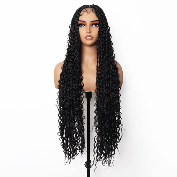Elle Vane Full Lace Knotless Boho Curls Braided Invisi Drawstring Wig