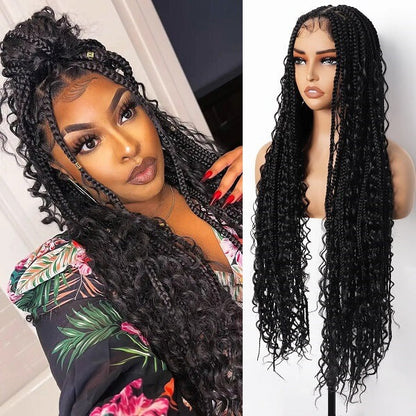 Elle Vane Full Lace Knotless Boho Curls Braided Invisi Drawstring Wig