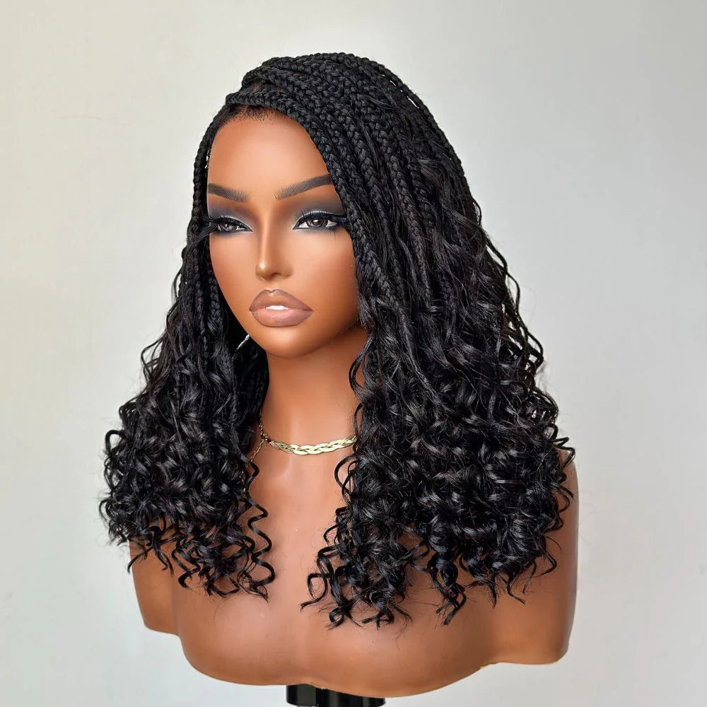 Elle Vane Full Lace Knotless Bohemian Braided Curls Invisi Drawstring HD lace Wig