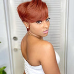 Layered Pixie Cut Bob Wig With Bangs 180% Density Glueless Human Hair