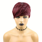 Layered Pixie Cut Bob Wig With Bangs 180% Density Glueless Human Hair