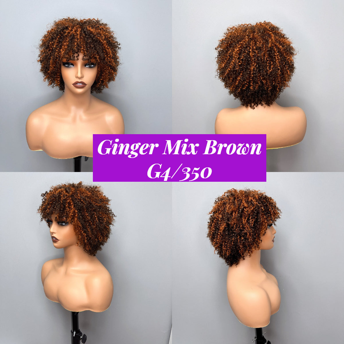 Elle Vane Afro Kinky Curly Bob Glueless Wig with Bangs