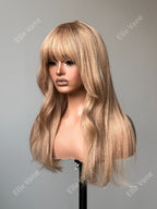 Elle Vane Glueless 613 Blonde Silky Straight Human Hair Wig With Bang