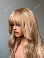 Elle Vane Glueless 613 Blonde Silky Straight Human Hair Wig With Bang