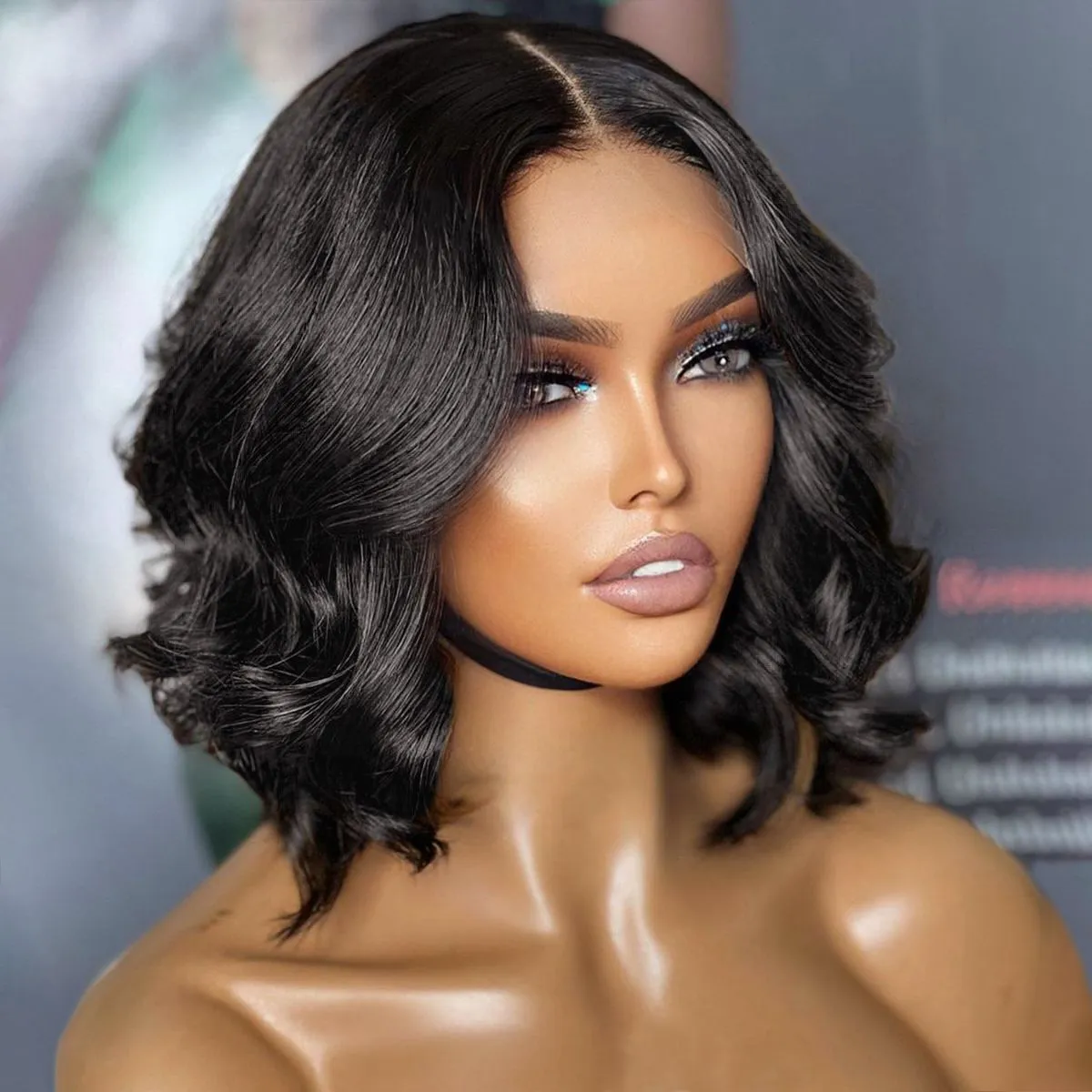 Middle Part Layered Loose Body Wave Short 5x5 Lace Closure Wig