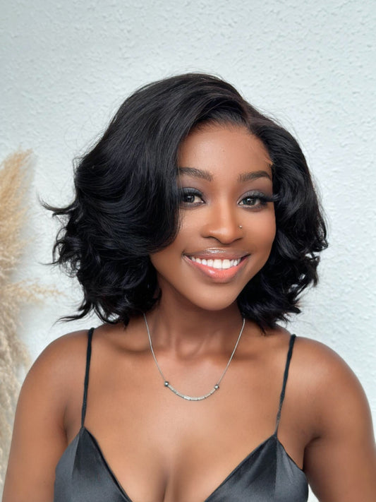 5x5 Layers Fluffy Natural Black Bob Wig