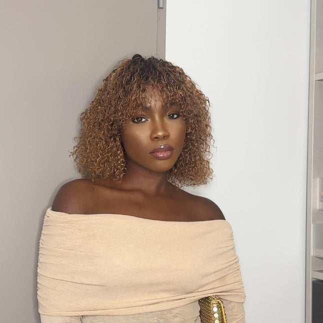 Elle Vane Put On & Go Ombre Bottom Brown Brazilian Curly Wig