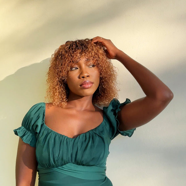 Elle Vane Put On & Go Ombre Bottom Brown Brazilian Curly Wig