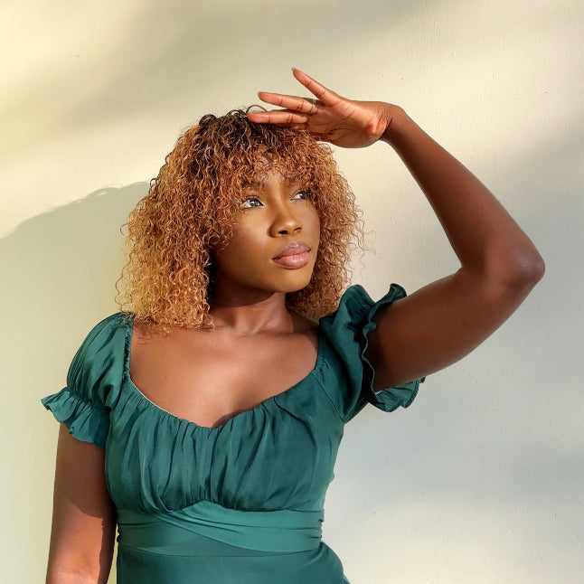 Elle Vane Put On & Go Ombre Bottom Brown Brazilian Curly Wig