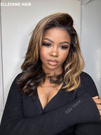 Elle Vane Hair Layered Brown With Blonde Highlight Wavy Lace Front Wig