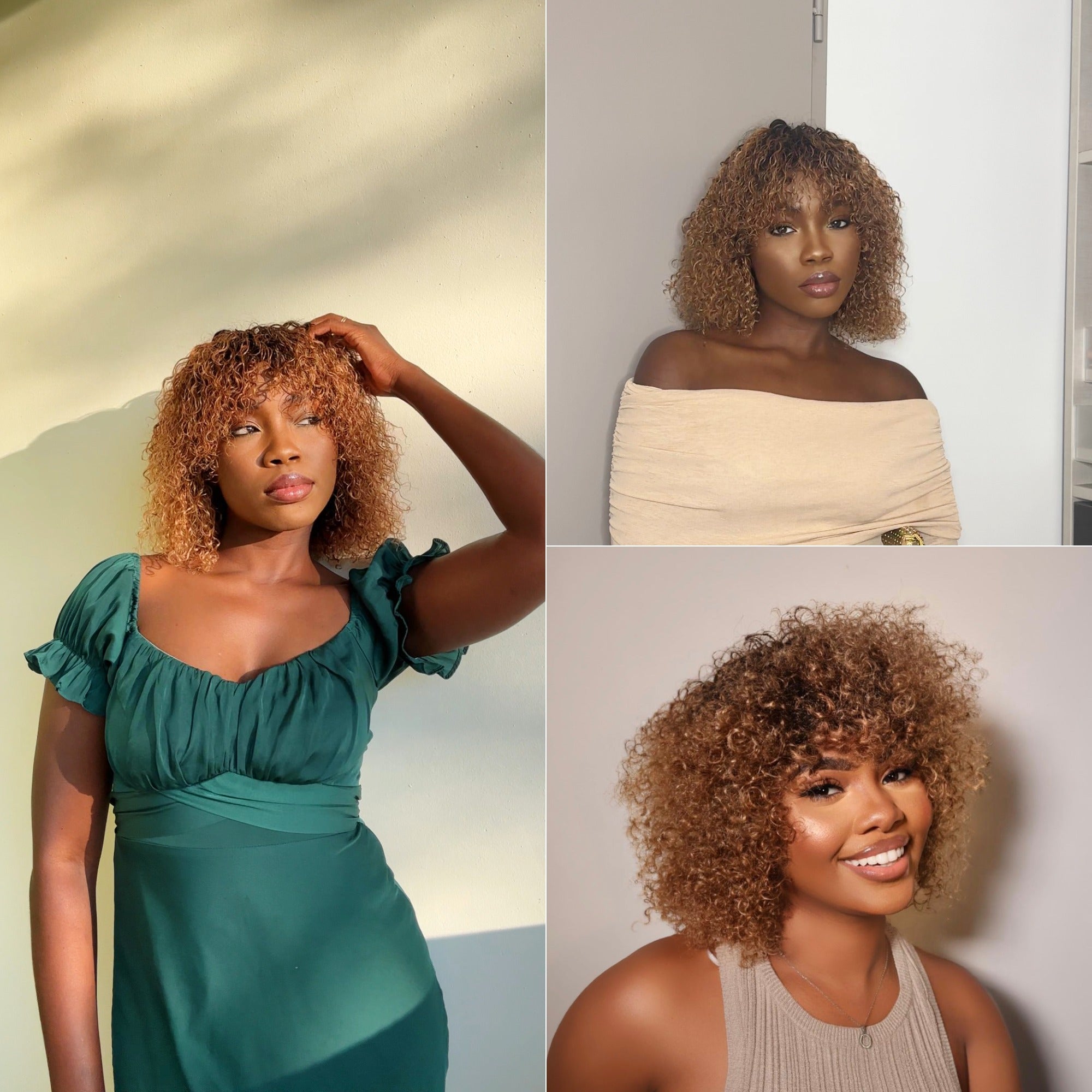 Elle Vane Put On & Go Ombre Bottom Brown Brazilian Curly Wig
