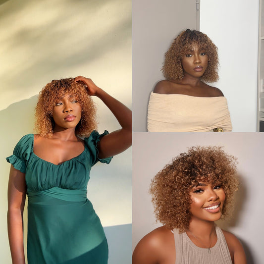 Elle Vane Put On & Go Ombre Bottom Brown Brazilian Curly Wig
