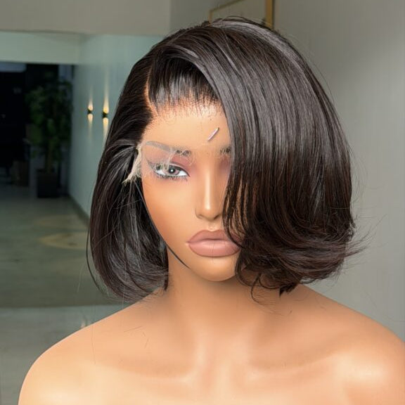 Natural Black Side Parted 5x5 Lace Bob Wig