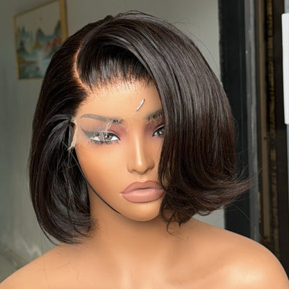 Natural Black Side Parted 5x5 Lace Bob Wig