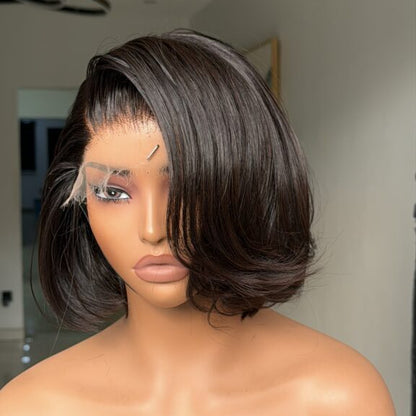 Natural Black Side Parted 5x5 Lace Bob Wig