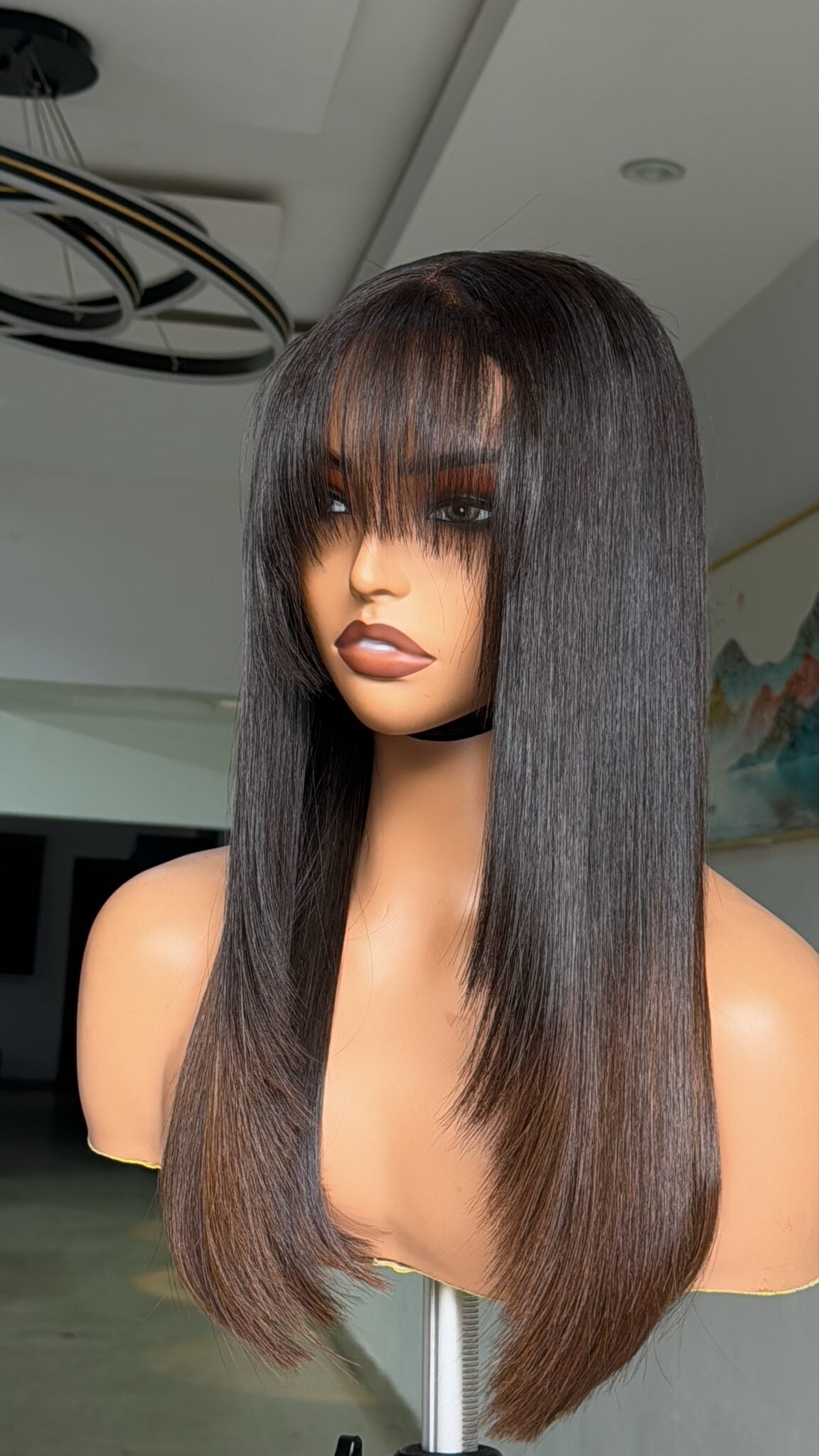 Elle Vane Chocolate Ombre Layered Cutting Bangs Wig
