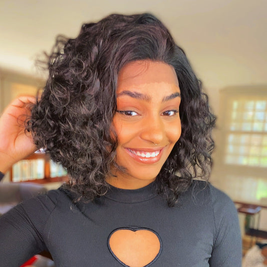 Natural Black 13x4 Lace Front Curly Bob Wig