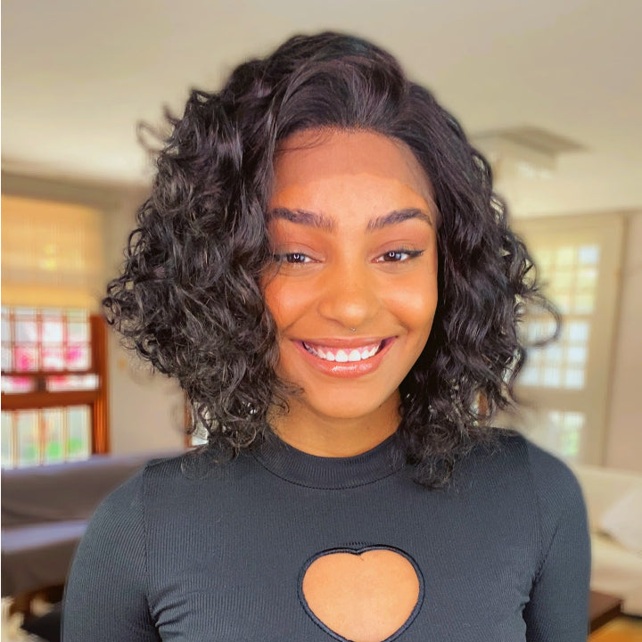 Natural Black 13x4 Lace Front Curly Bob Wig