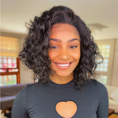 Natural Black 13x4 Lace Front Curly Bob Wig