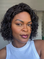 Elle Vane Trendy Short Cut Curly Minimalist Glueless Side Part Wig 100% Human Hair