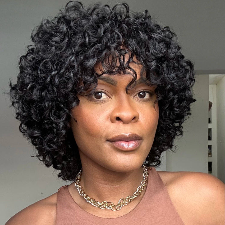 Elle Vane Put On & Go Glueless Short Pixie Cut Curly Bob Wig