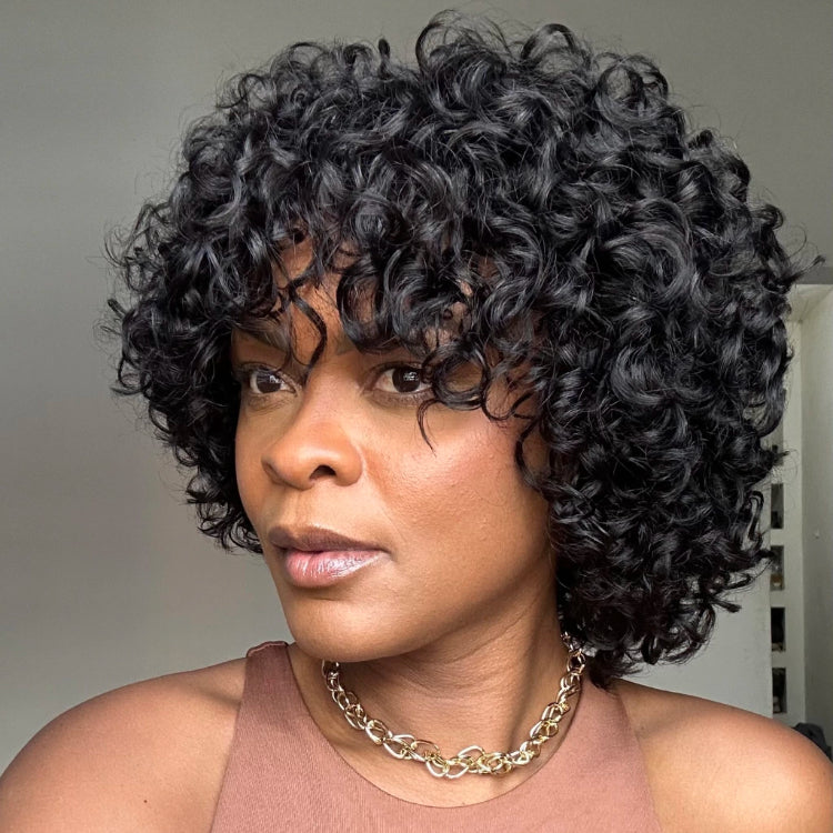 Elle Vane Put On & Go Glueless Short Pixie Cut Curly Bob Wig