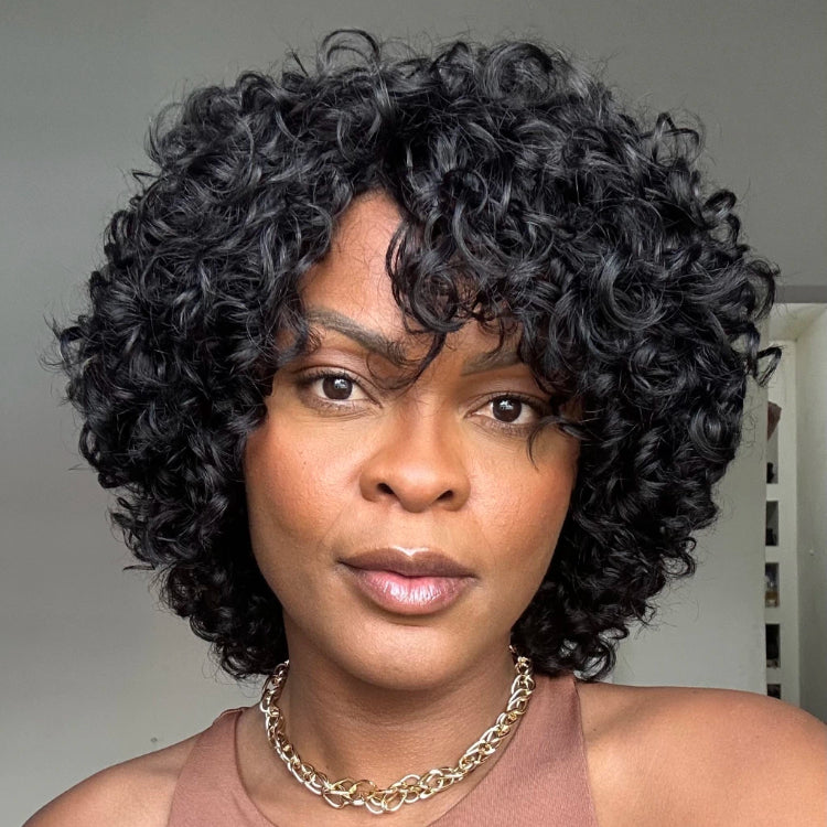 Elle Vane Put On & Go Glueless Short Pixie Cut Curly Bob Wig