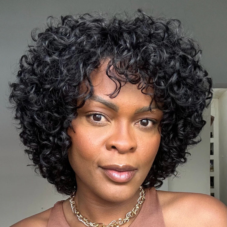 Elle Vane Put On & Go Glueless Short Pixie Cut Curly Bob Wig
