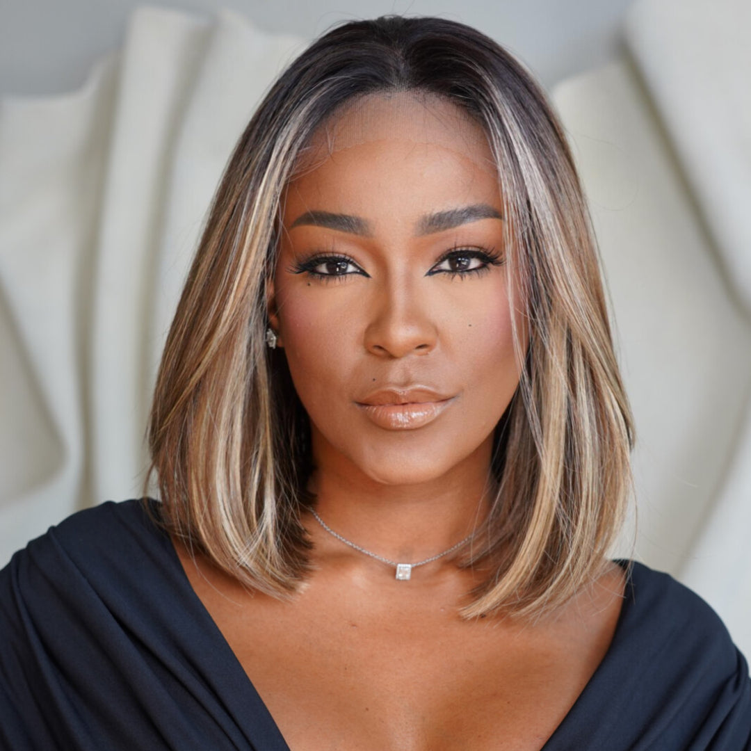 Elle Vane Ombre Brown And Blonde Highlight Lace Front Wig