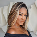 Elle Vane Ombre Brown And Blonde Highlight Lace Front Wig