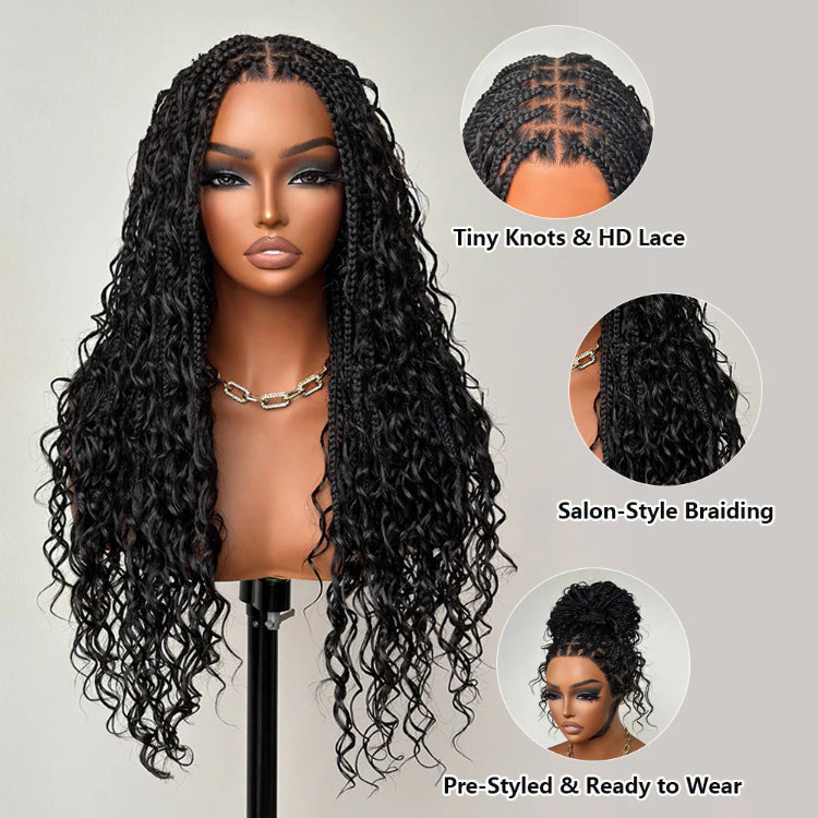 Elle Vane Full Lace Knotless Boho Curls Braided Invisi Drawstring Wig