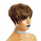 Layered Pixie Cut Bob Wig With Bangs 180% Density Glueless Human Hair