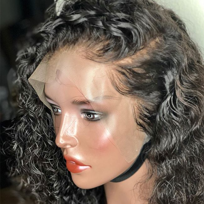 Loose Curly Bob Wig 180% Density Cambodian Human Hair 5x5 Lace Closure
