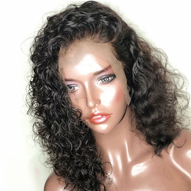 Loose Curly Bob Wig 180% Density Cambodian Human Hair 5x5 Lace Closure