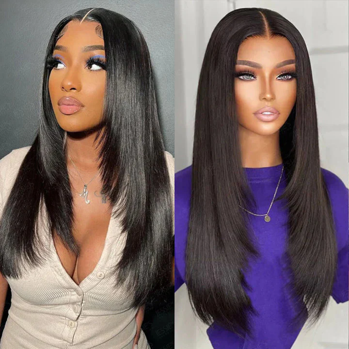 Glueless Layered Cut Reddish Brown 5x5/13x4 Lace Front Wig Stylish Layered Straight Wigs