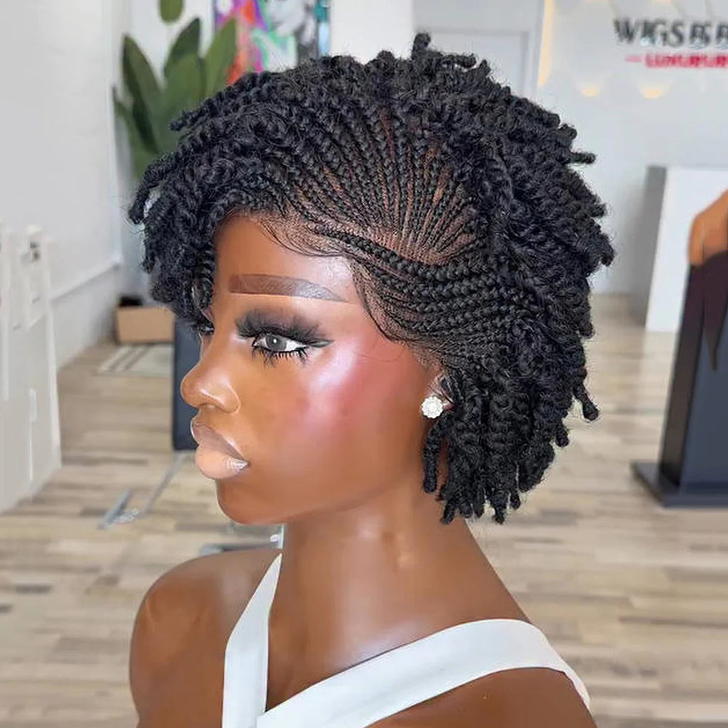 Full Lace Twist-out Afro kinky Cornrow Invisi Drawstring Wig