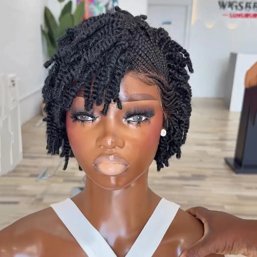 Full Lace Twist-out Afro kinky Cornrow Invisi Drawstring Wig